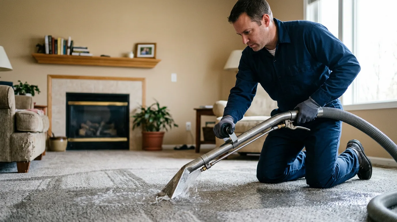 Water damage restoration technician working near Raven, VA